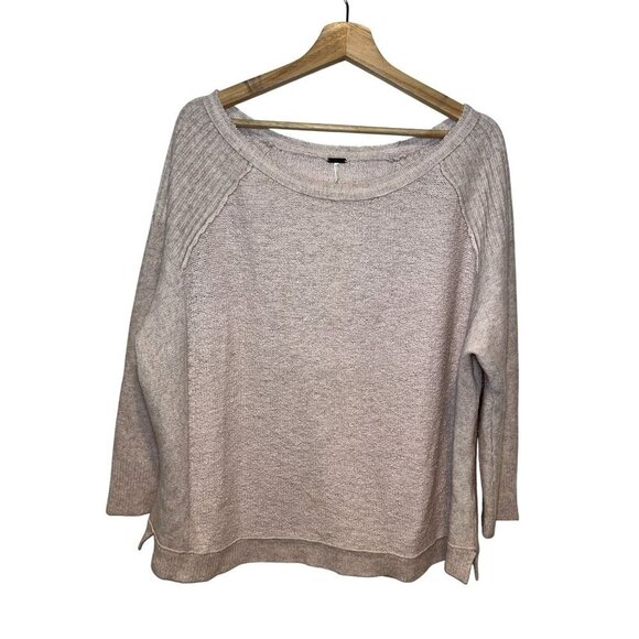 Free People Beige Knit Sweater Womens Loose Fit Pullover Size Large - Picture 1 of 10